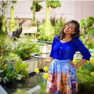 ModCloth Brushstrokes Midi A-Line Skirt